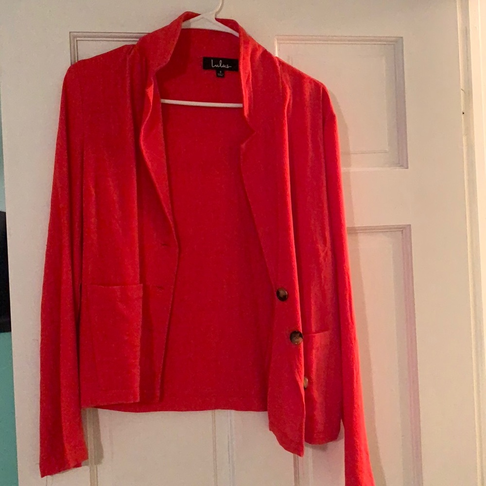 Lulus Red Linen Blazer